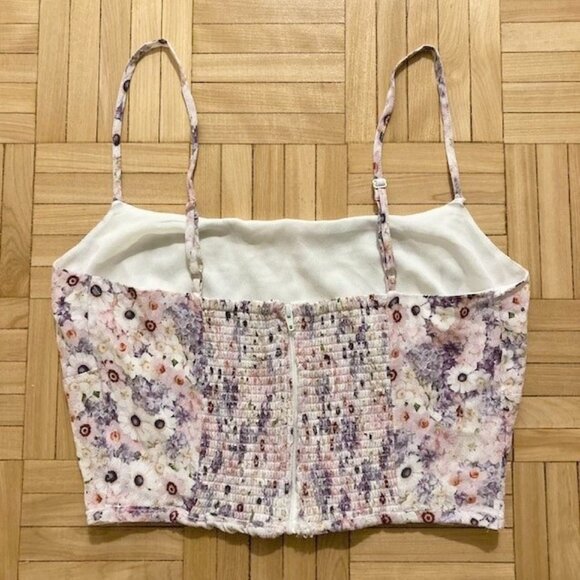 Aritzia Sunday Best Pink, Purple & White Floral Cami Crop Top - Picture 6 of 7